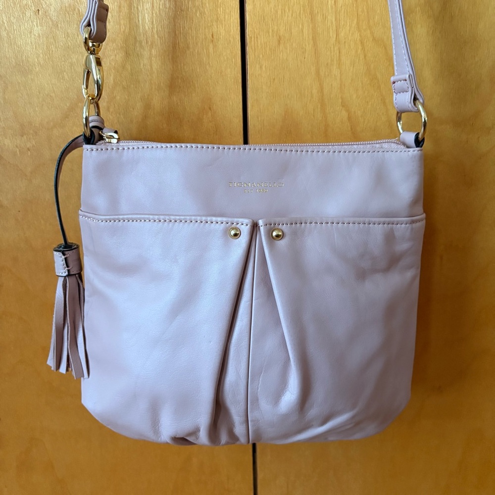 Tignanello Pink Leather Crossbody Purse